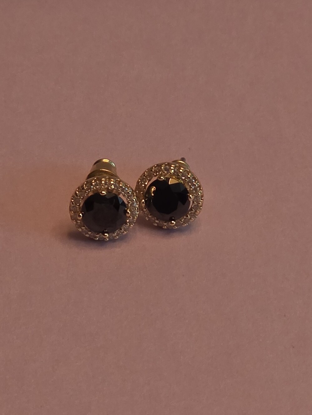 Gold-Tone Black Crystal Halo Stud Earrings